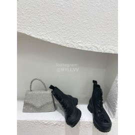 Jil Sander Winter Autumn Leather Thick Soled Short Boots For Women Black