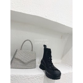 Jil Sander Winter Autumn Leather Thick Soled Short Boots For Women Black