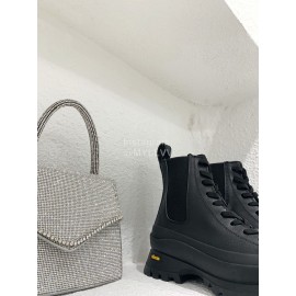 Jil Sander Winter Autumn Leather Thick Soled Short Boots For Women Black