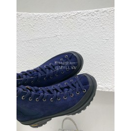 Jil Sander Winter Autumn Leather Thick Soled Short Boots For Women Blue