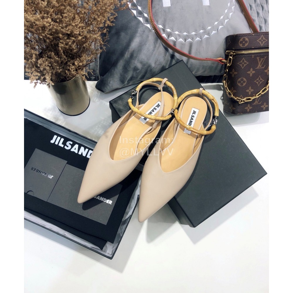 Jil Sander Spring Summer New Sheepskin Pointed Flat Sandals For Women Pink