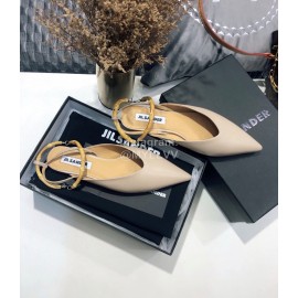 Jil Sander Spring Summer New Sheepskin Pointed Flat Sandals For Women Pink