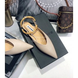 Jil Sander Spring Summer New Sheepskin Pointed Flat Sandals For Women Pink