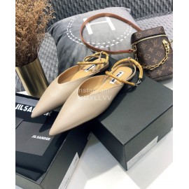 Jil Sander Spring Summer New Sheepskin Pointed Flat Sandals For Women Pink