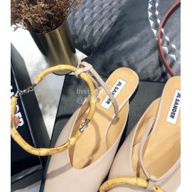 Jil Sander Spring Summer New Sheepskin Pointed Flat Sandals For Women Pink