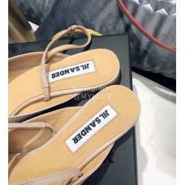 Jil Sander Spring Summer New Sheepskin Pointed Flat Sandals For Women Pink