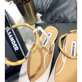 Jil Sander Spring Summer New Sheepskin Pointed Flat Sandals For Women White
