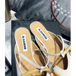 Jil Sander Spring Summer New Sheepskin Pointed Flat Sandals For Women White