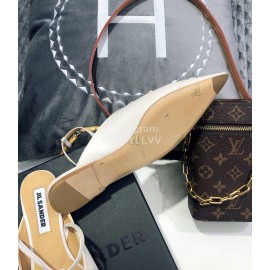 Jil Sander Spring Summer New Sheepskin Pointed Flat Sandals For Women White