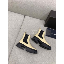 Jil Sander Cowhide Thick Bottom Short Boots For Women Beige