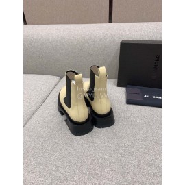 Jil Sander Cowhide Thick Bottom Short Boots For Women Beige