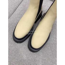 Jil Sander Cowhide Thick Bottom Short Boots For Women Beige