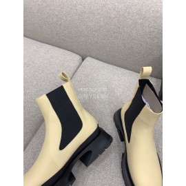 Jil Sander Cowhide Thick Bottom Short Boots For Women Beige