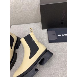 Jil Sander Cowhide Thick Bottom Short Boots For Women Beige