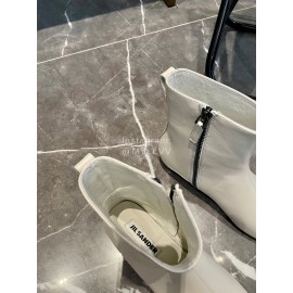 Jil Sander Soft Cowhide Pointed Zipper Short Boots For Women White