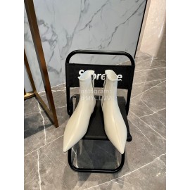 Jil Sander Soft Cowhide Pointed Zipper Short Boots For Women White