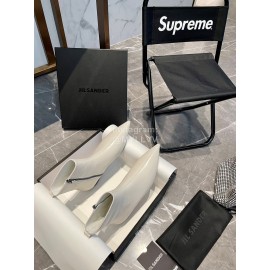 Jil Sander Soft Cowhide Pointed Zipper Short Boots For Women White