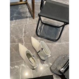 Jil Sander Soft Cowhide Pointed Zipper Short Boots For Women White