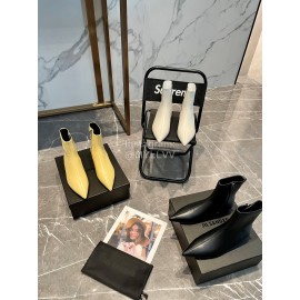 Jil Sander Soft Cowhide Pointed Zipper Short Boots For Women White