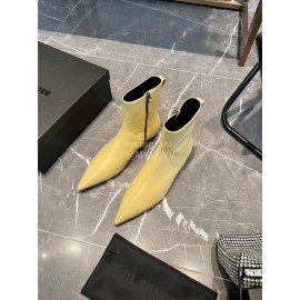 Jil Sander Soft Cowhide Pointed Zipper Short Boots For Women Yellow
