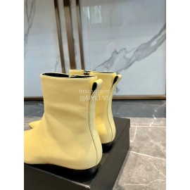 Jil Sander Soft Cowhide Pointed Zipper Short Boots For Women Yellow