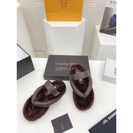 Jil Sander Soft Leather Thick Soled Flip Flops For Women Brown