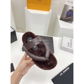 Jil Sander Soft Leather Thick Soled Flip Flops For Women Brown