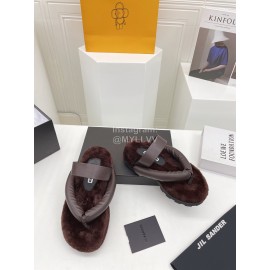 Jil Sander Soft Leather Thick Soled Flip Flops For Women Brown
