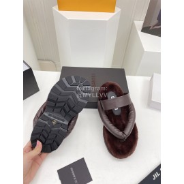 Jil Sander Soft Leather Thick Soled Flip Flops For Women Brown