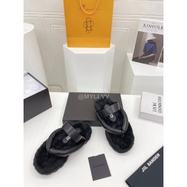 Jil Sander Soft Leather Thick Soled Flip Flops For Women Black