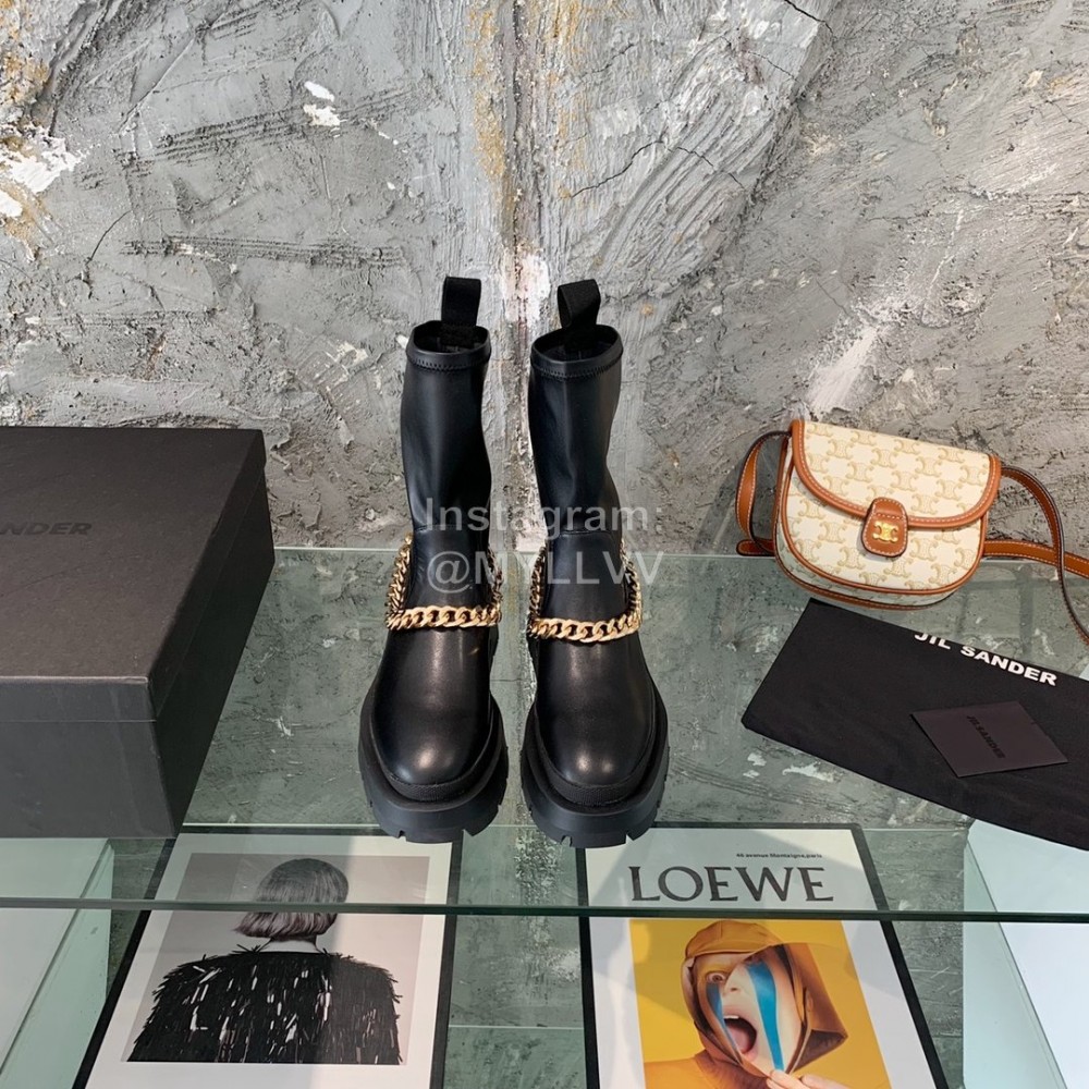 Jil Sander Cowhide Chain Thick Bottom Boots For Women Black