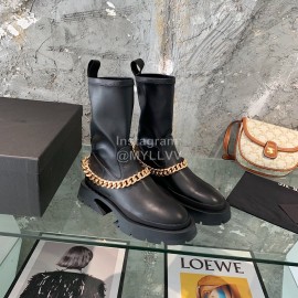 Jil Sander Cowhide Chain Thick Bottom Boots For Women Black