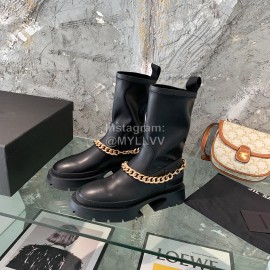 Jil Sander Cowhide Chain Thick Bottom Boots For Women Black