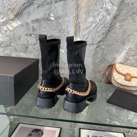 Jil Sander Cowhide Chain Thick Bottom Boots For Women Black