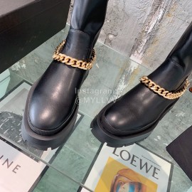 Jil Sander Cowhide Chain Thick Bottom Boots For Women Black
