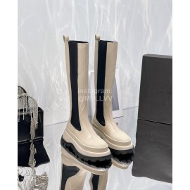 Jil Sander Cowhide Thick Bottom Long Boots For Women Beige