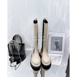 Jil Sander Cowhide Thick Bottom Long Boots For Women Beige