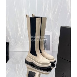 Jil Sander Cowhide Thick Bottom Long Boots For Women Beige