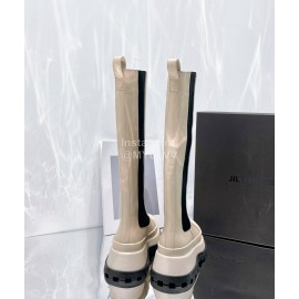 Jil Sander Cowhide Thick Bottom Long Boots For Women Beige