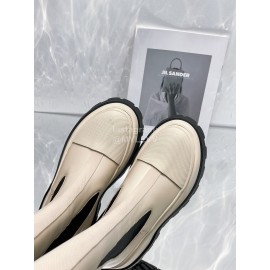 Jil Sander Cowhide Thick Bottom Long Boots For Women Beige