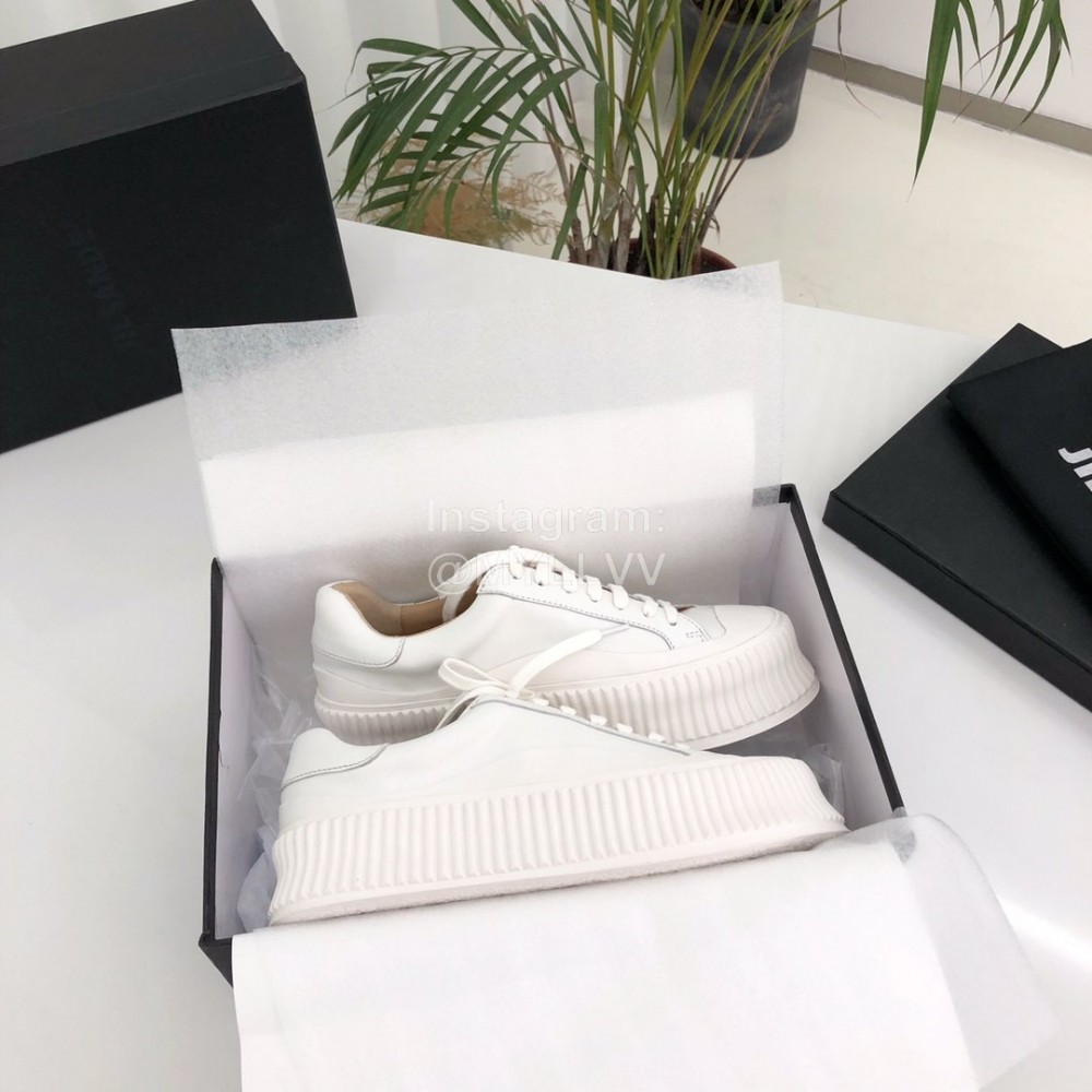 Jil Sander Summer Cowhide Canvas Shoes For Women White