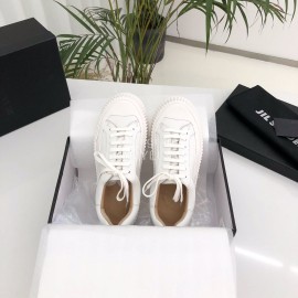 Jil Sander Summer Cowhide Canvas Shoes For Women White