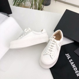 Jil Sander Summer Cowhide Canvas Shoes For Women White