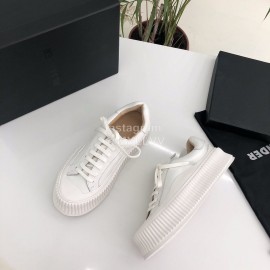 Jil Sander Summer Cowhide Canvas Shoes For Women White