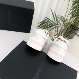 Jil Sander Summer Cowhide Canvas Shoes For Women White