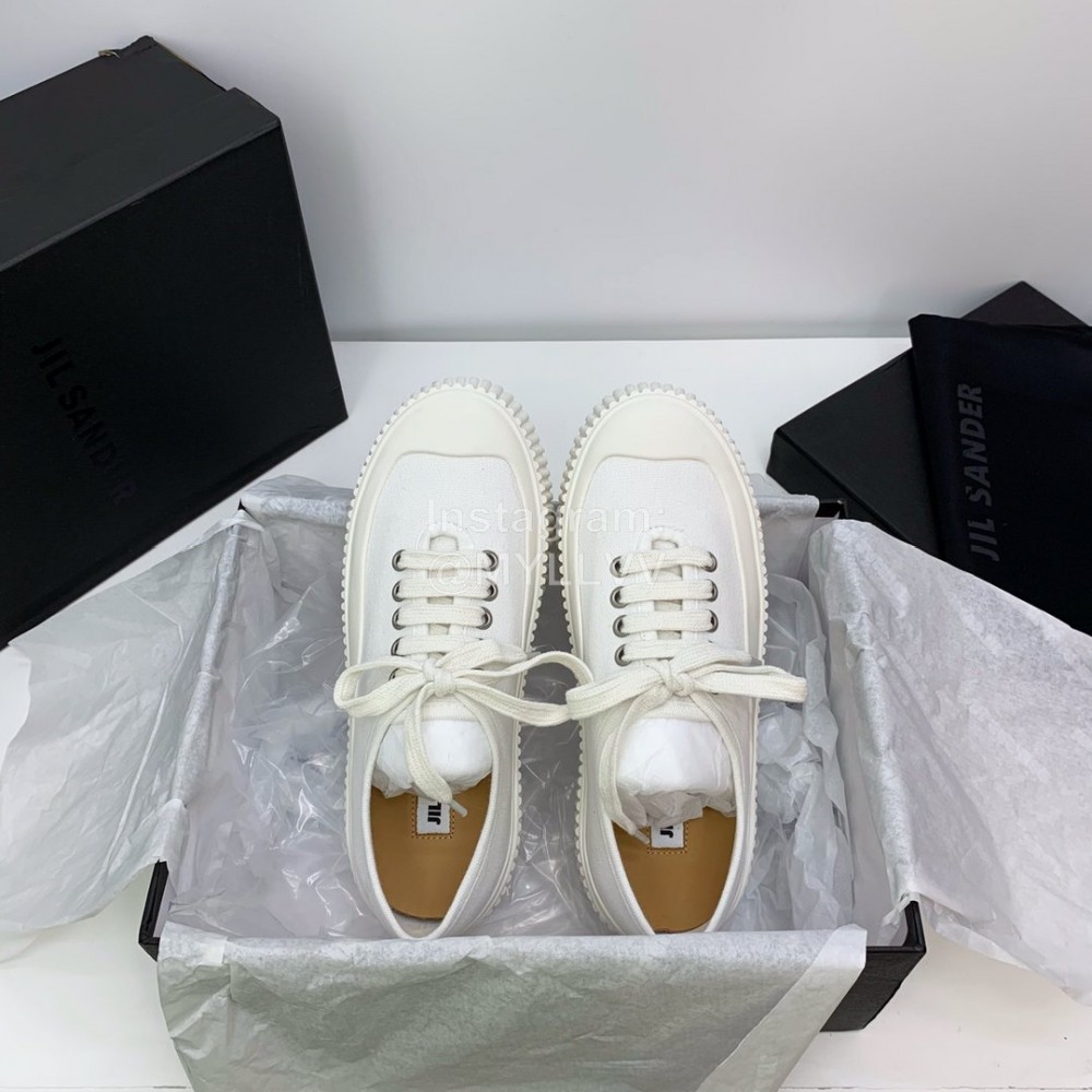 Jil Sander Summer Cowhide Canvas Shoes White For Women 