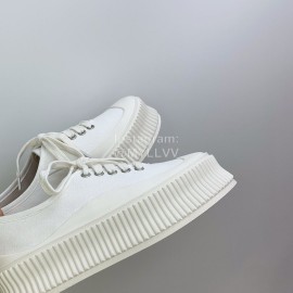 Jil Sander Summer Cowhide Canvas Shoes White For Women 