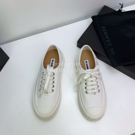 Jil Sander Summer Cowhide Canvas Shoes White For Women 