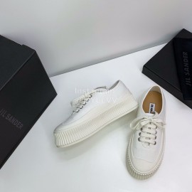 Jil Sander Summer Cowhide Canvas Shoes White For Women 