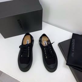 Jil Sander Summer Cowhide Canvas Shoes For Women Black